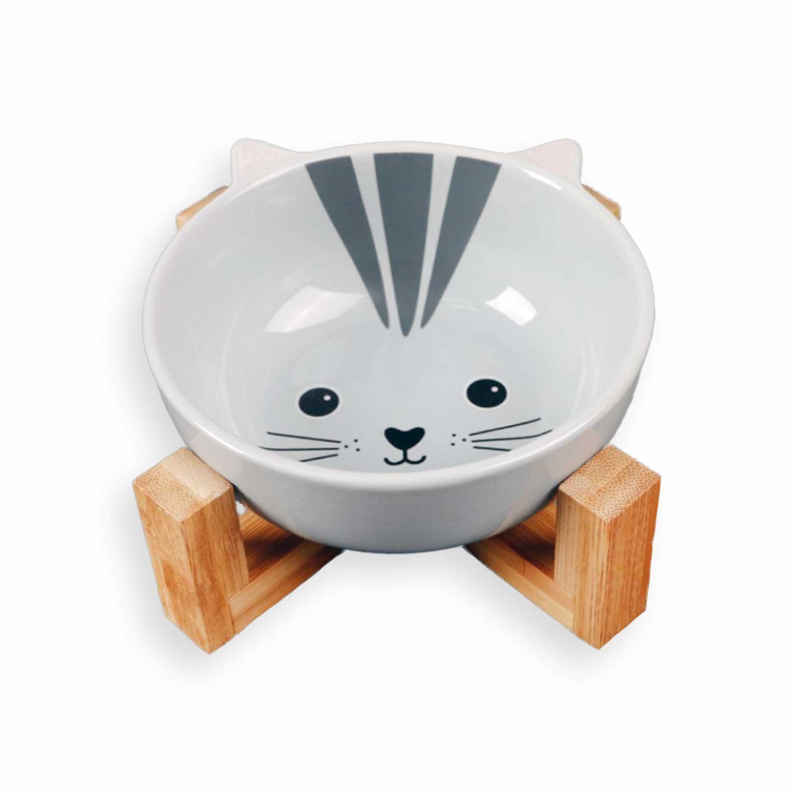 Monkimau Futternapf Hundenapf Katzennapf aus Keramik erhöht mit Katzen Motiv Futternapf, Keramik