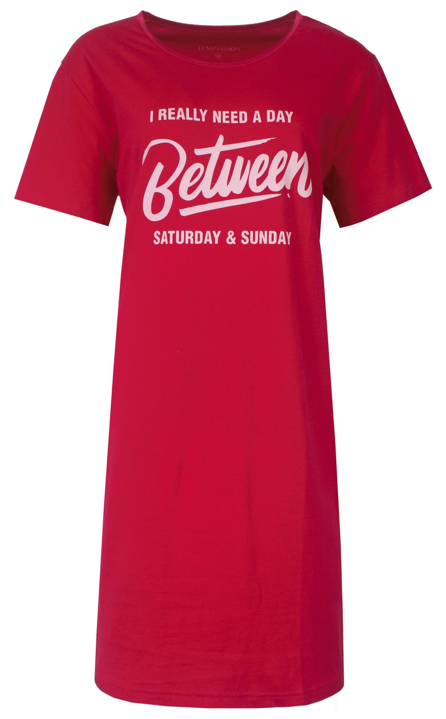 TEMPTATION Nachthemd Damen Schlafshirt mit kurzem Arm (1-tlg) Baumwolle