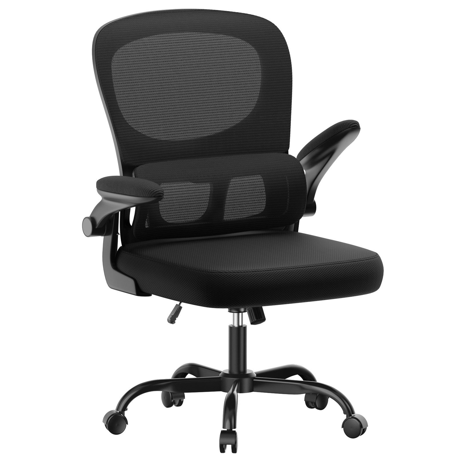 ZAISZE Bürostuhl 280G Netz Sitz Gaslift 2-Stufe Geräuschlose Rollen Ruhe & Effizienz (Set), Nylonrad, Fünf-Klauen-Stütze
