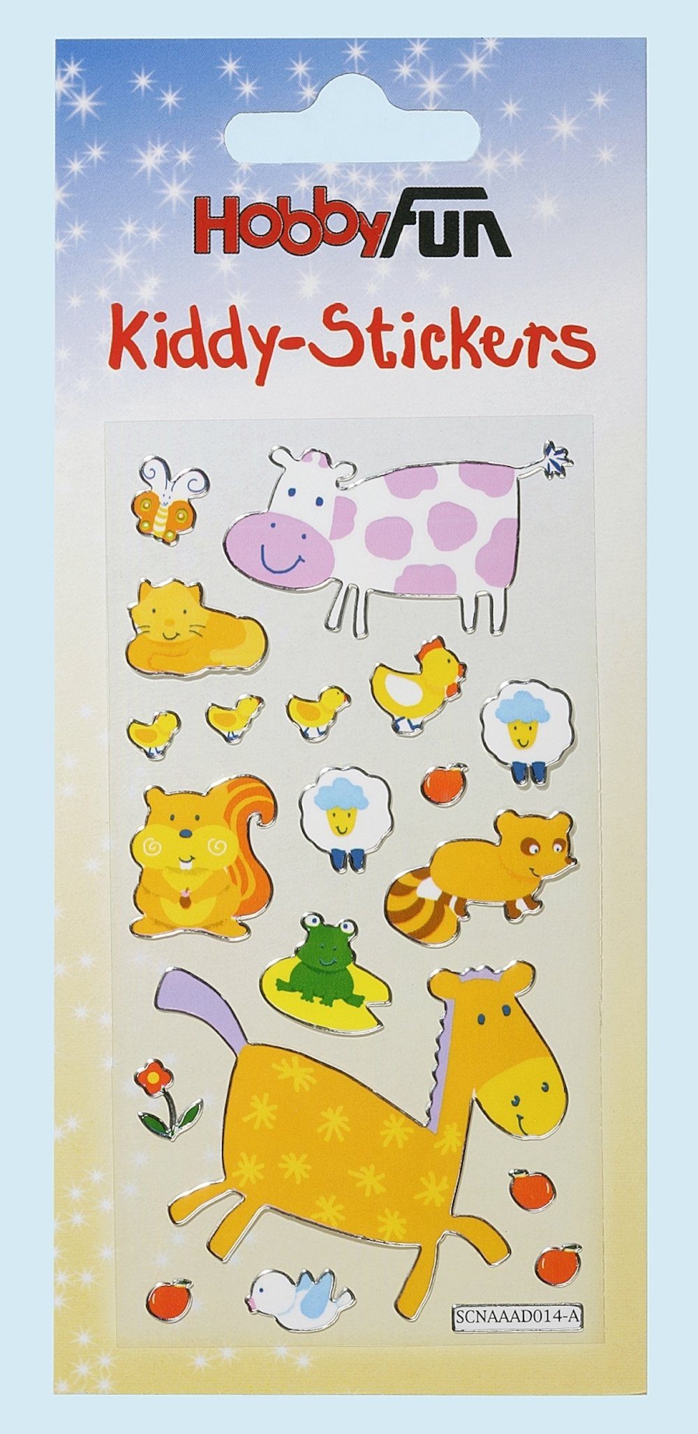 HobbyFun Aufkleber Kiddy-Stickers, Foliensticker, Tiere I, 1 Bogen
