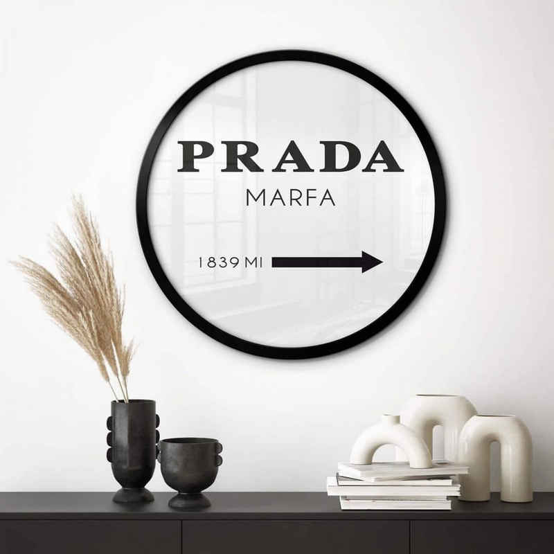 K&L Wall Art Poster Wandbild Poster Rund Fashion Kunst Installation Texas Prada Marfa, Wohnzimmer Deko Buchstaben