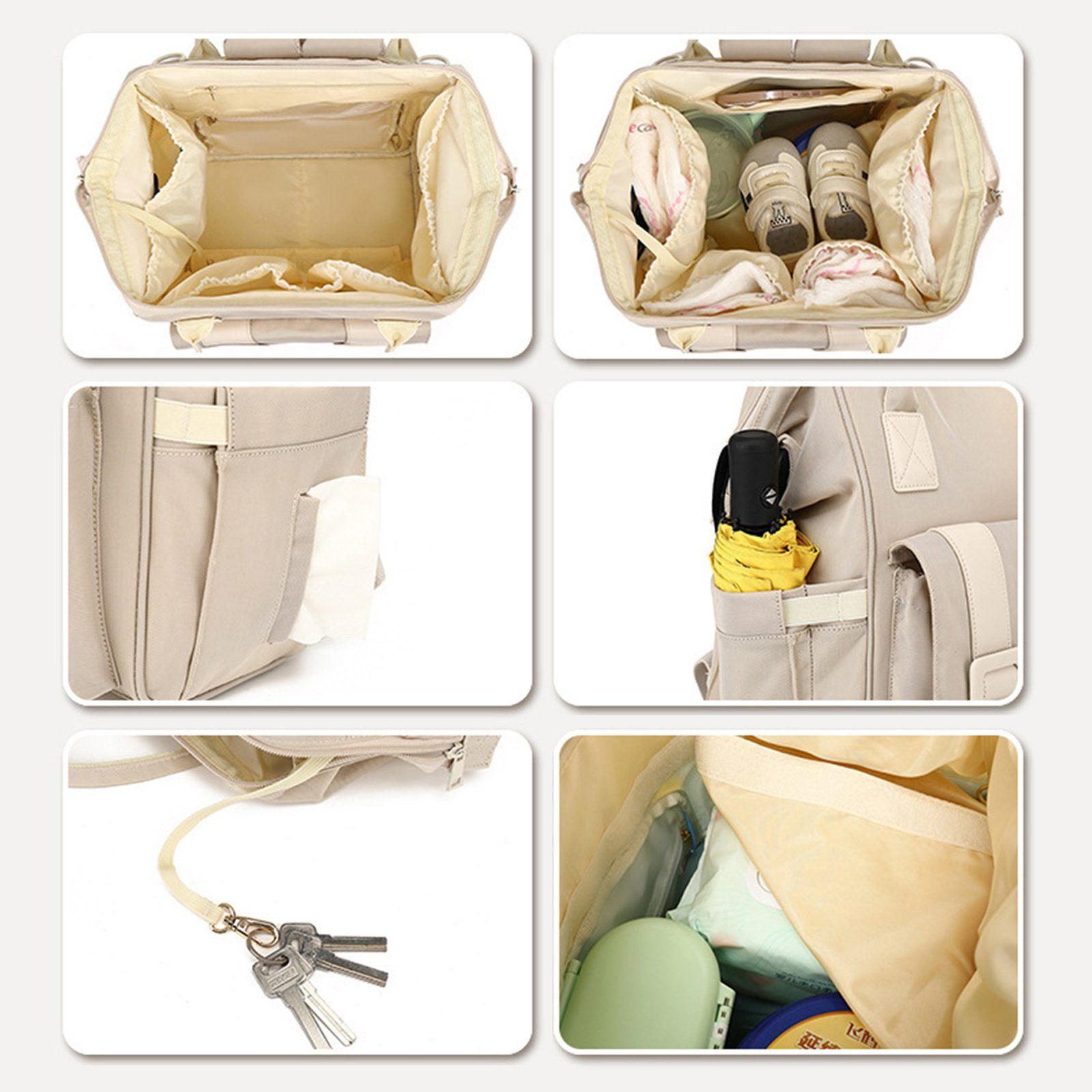 OKWISH Wickelrucksack Multifunktional Große Kapazität Nass-Trocken-Trennfach Alltagsrucksack (Milchfläsche Rucksack Tasche mit USB-Anschluss, Multifunktional, Babytasche), mit Kinderwagen-Haken