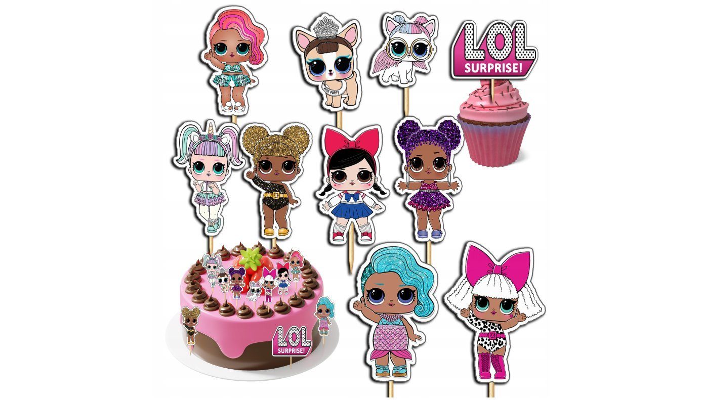 Festivalartikel Tortenstecker Topper LOL Papier Figuren 8 Stueck