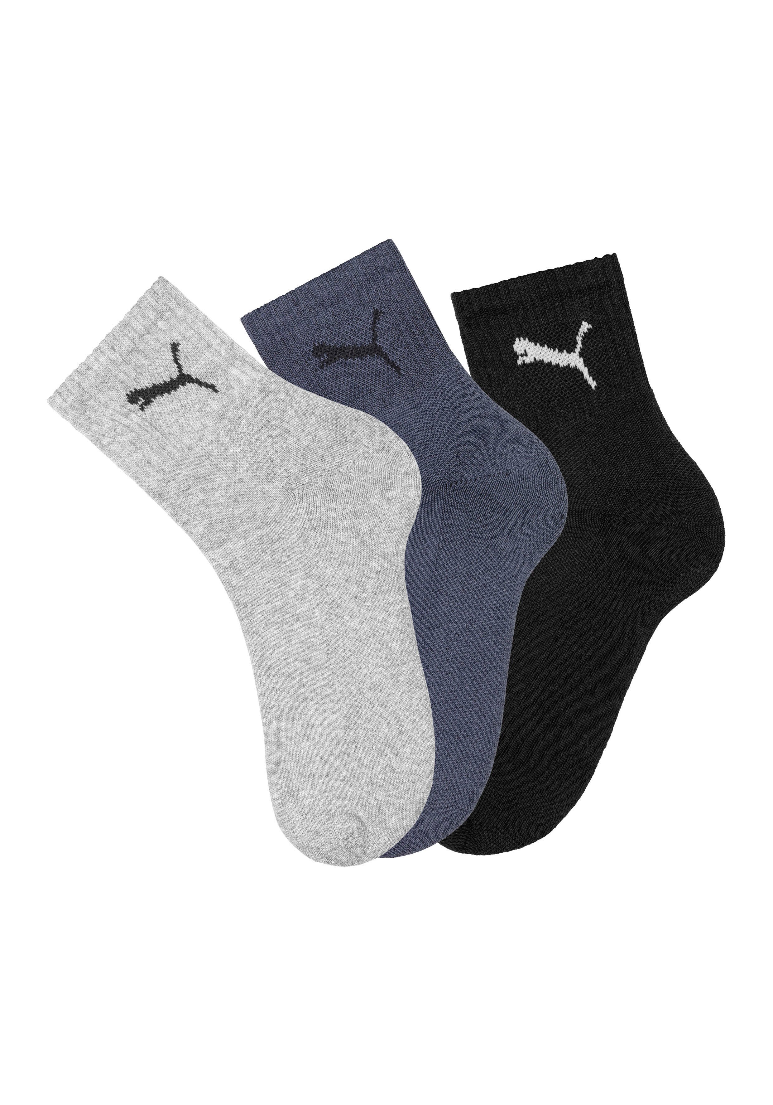 Sportsocken klassischer short 1x (3-Paar) nightshade 1x mit navy, crew hellgrau-melange, PUMA Rippe 1x