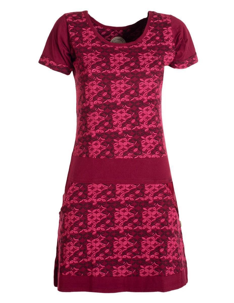 Vishes Tunikakleid Damen Longshirt-Kleid kurzarm Mini-Kleid Tunika-Kleid T-Shirtkleid Boho, Goa, Retro Style