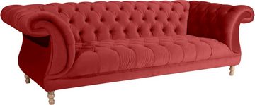 Max Winzer® Chesterfield-Sofa »Isabelle«, mit edler Knopfheftung & gedrechselten Füßen in Buche natur, Breite 260 cm