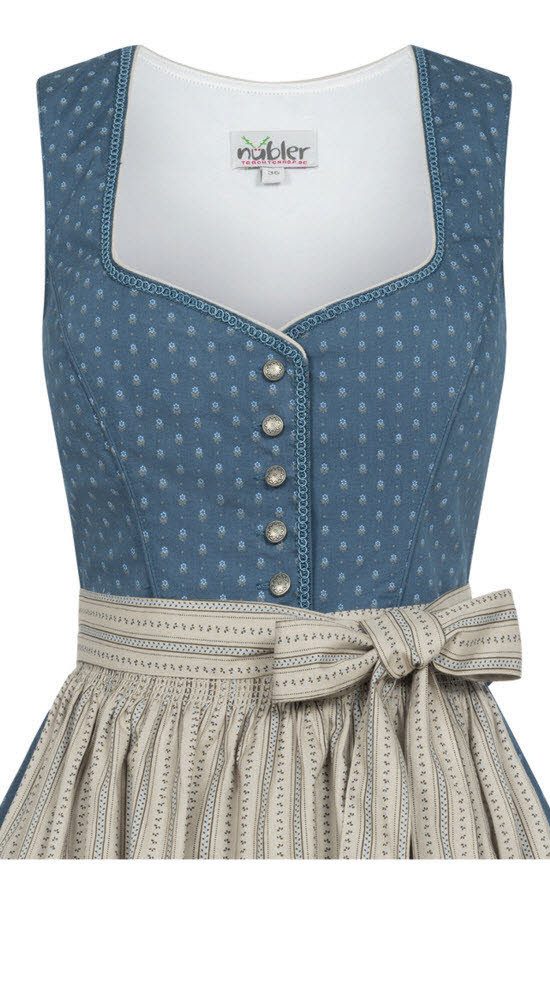 Nübler Trachtenkleid Midi Dirndl Felicitas in Rauchblau von Nübler