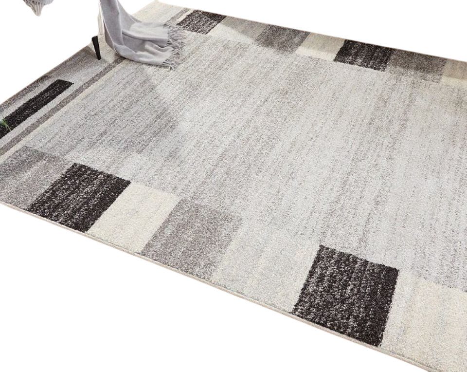 Peyer Syntex Teppich Teppich modern Design, grau, Rechteckig, Höhe: 8 mm, Bordüre, pflegeleicht, rechteckig, grau, Wohnzimmer, Diele, Flur