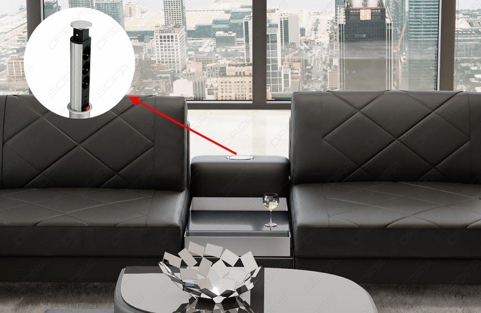 Sofa Dreams Wohnlandschaft Stoff Sofa Polster Couch Bari XXL U Form Polstersofa, Mikrofaser, mit LED, Stauraum, USB_Anschluss, Designersofa
