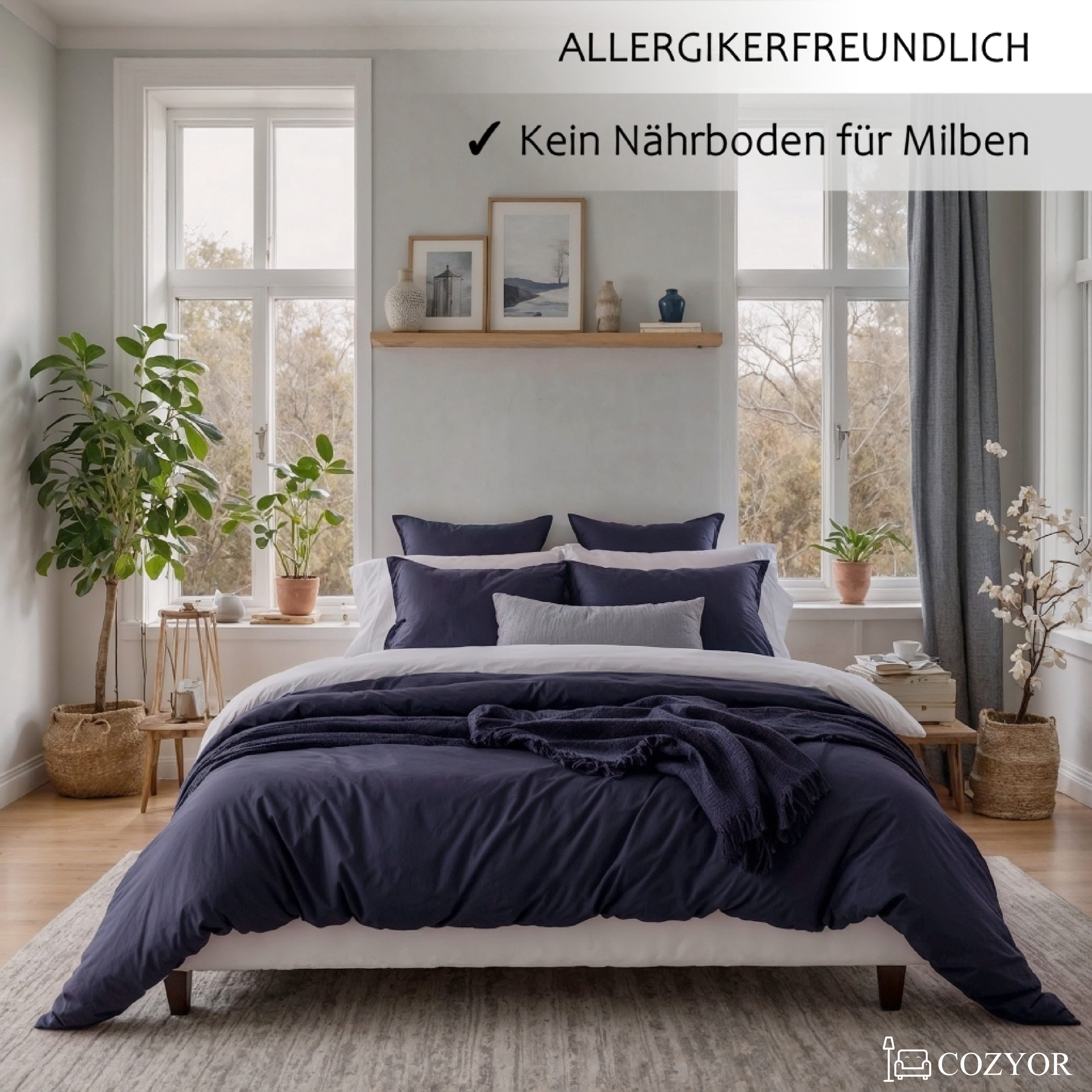 Cozyor Bettwäsche Allergiker Bettwäsche extra weich, 135x200 155x200 155x220 200x200, Mikrofaser, 2 teilig, allergikerfreundlich – Bild 4 von 5