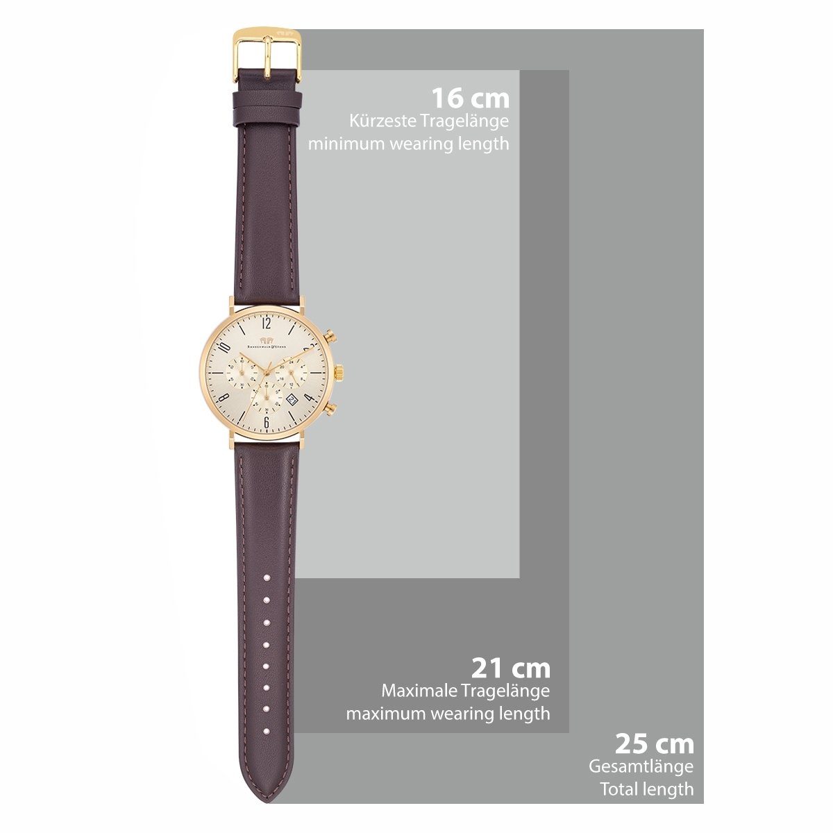 Rhodenwald & Söhne Chronograph Arakon gelbgold Arakon, mit Echtleder-Armband