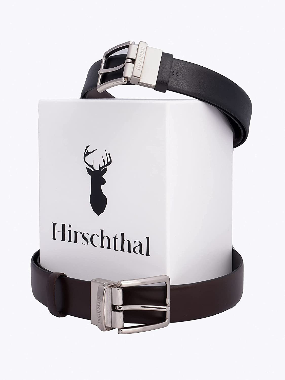 Hirschthal Ledergürtel Herren Leder-und Kunstleder-Wendegürtel Schwarz/Braun für Anzug &Chino Business Kollektion – Bild 4 von 5