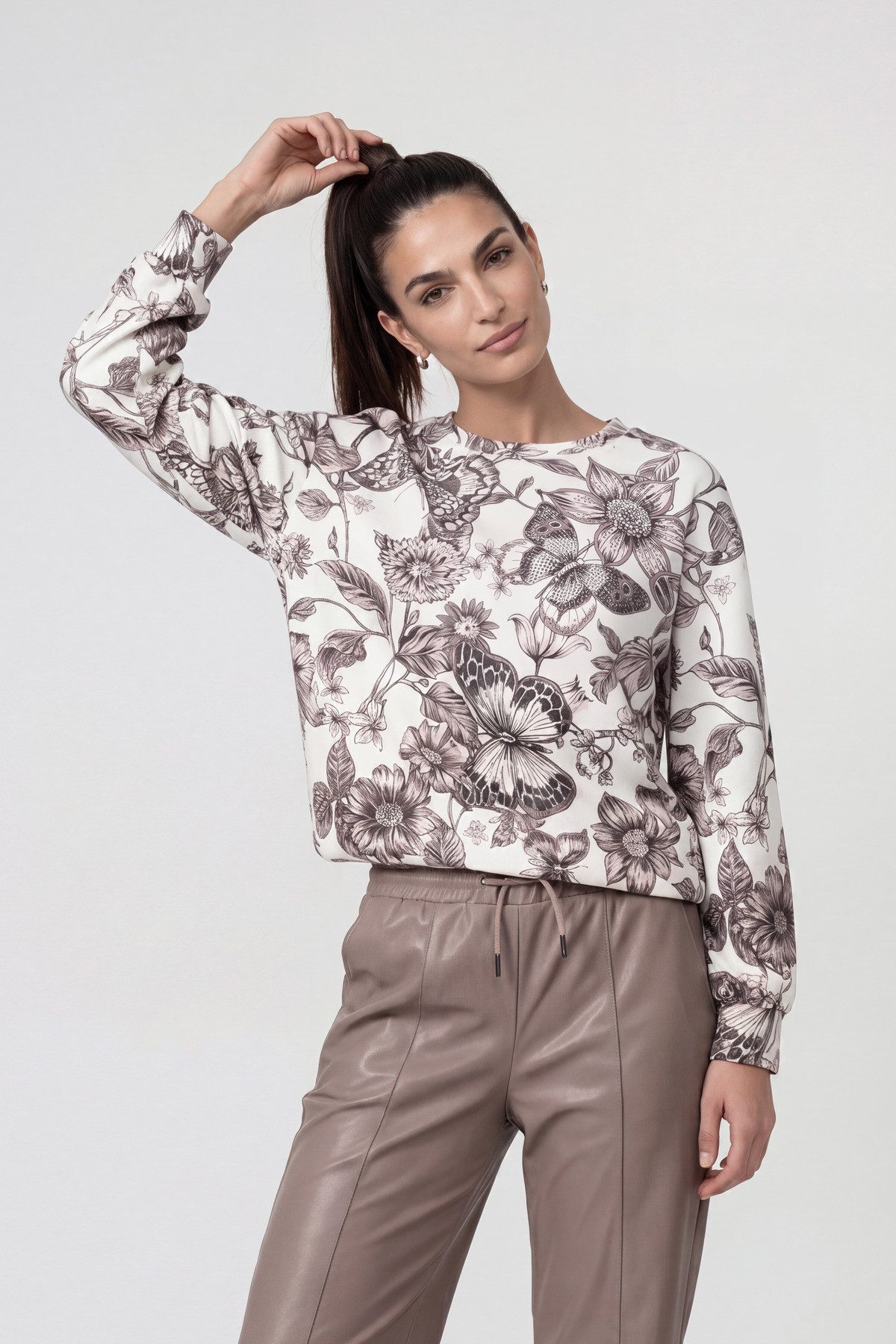 Monari Sweatshirt Sweatshirt Blume allover Regular fit mit Blumenmuster