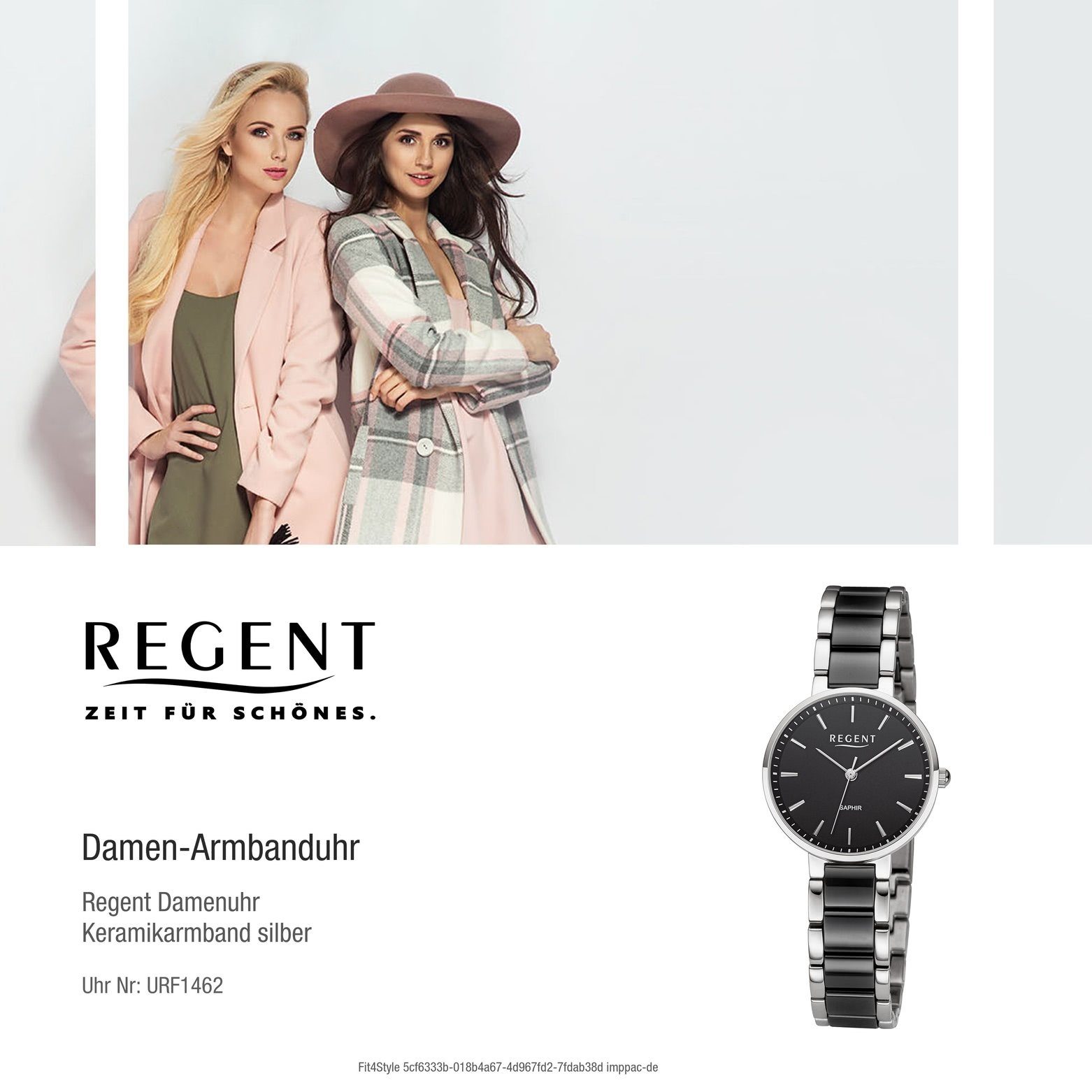 Regent Quarzuhr Regent Damen Armbanduhr Analog, (Analoguhr), Damen Armbanduhr rund, extra groß (ca. 30mm), Keramikarmband