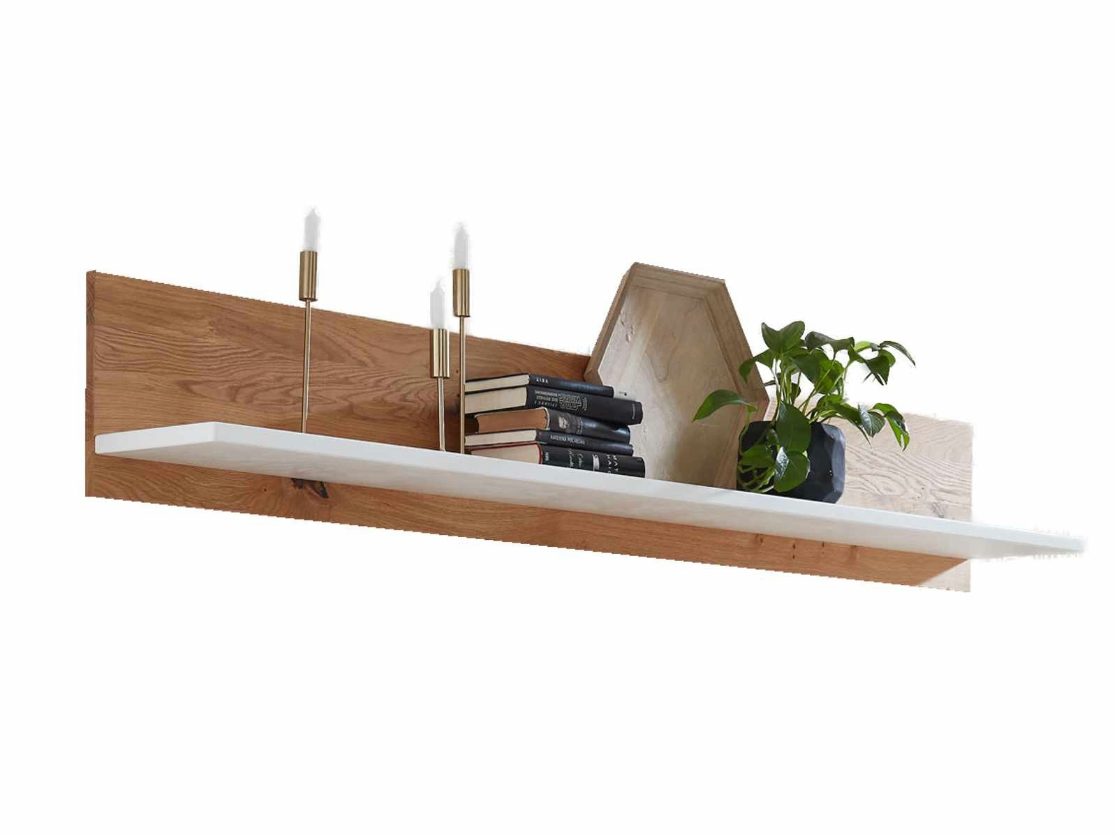 Casamia Wandregal Wandregal Bücherregal Olbia Pinie Nordica weiß u. Wildeiche massiv