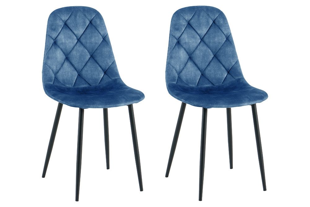 riess-ambiente Esszimmerstuhl GLAMM petrol / schwarz - Samt, Metallbeine, Ziersteppung, Rauten, Set (Set, 2 St), 2 Stühle -ideal für Küche, Esszimmer, Wohnzimmer, Arbeitszimmer & Büro