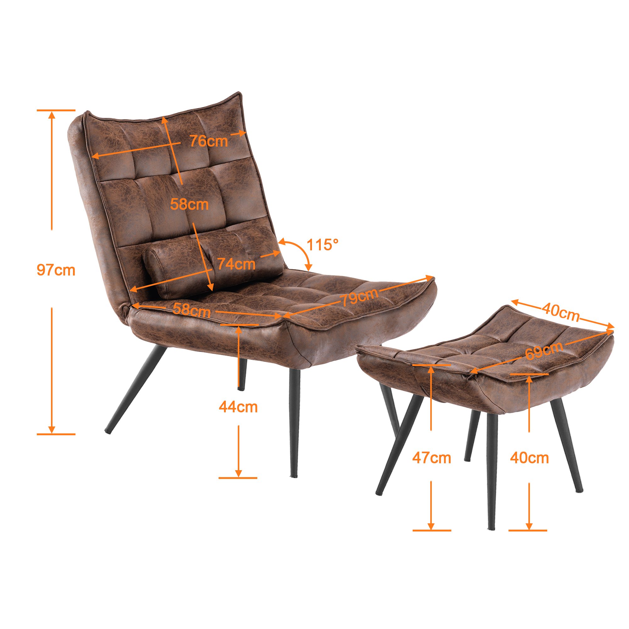 MCombo Relaxsessel MCombo Relaxsessel Lesesessel Loungesessel 4778/79, mit Relaxfunktion