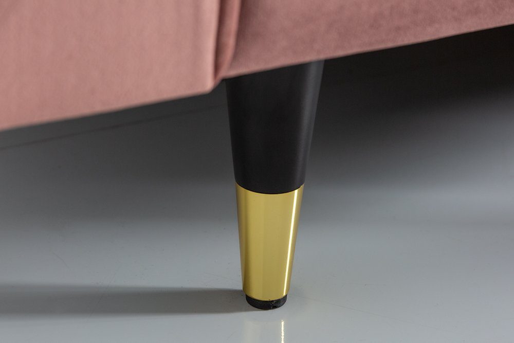 riess-ambiente 3-Sitzer COZY VELVET 220cm · / / · Design · Barock Einzelartikel Samt 1 Kissen · schwarz Polster mit gold, altrosa Wohnzimmer · Teile, Federkern