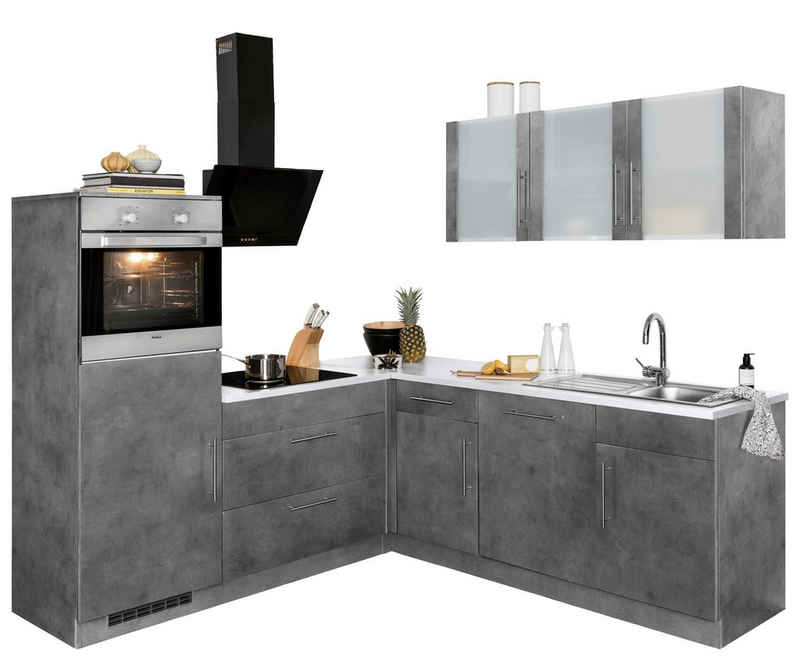 wiho Küchen Winkelküche »Cali«, mit E-Geräten, Stellbreite 210 x 220 cm
