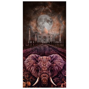 wandmotiv24 Türtapete Elefant, Taj Mahal, rosa, glatt, Fototapete, Wandtapete, Motivtapete, matt, selbstklebende Dekorfolie