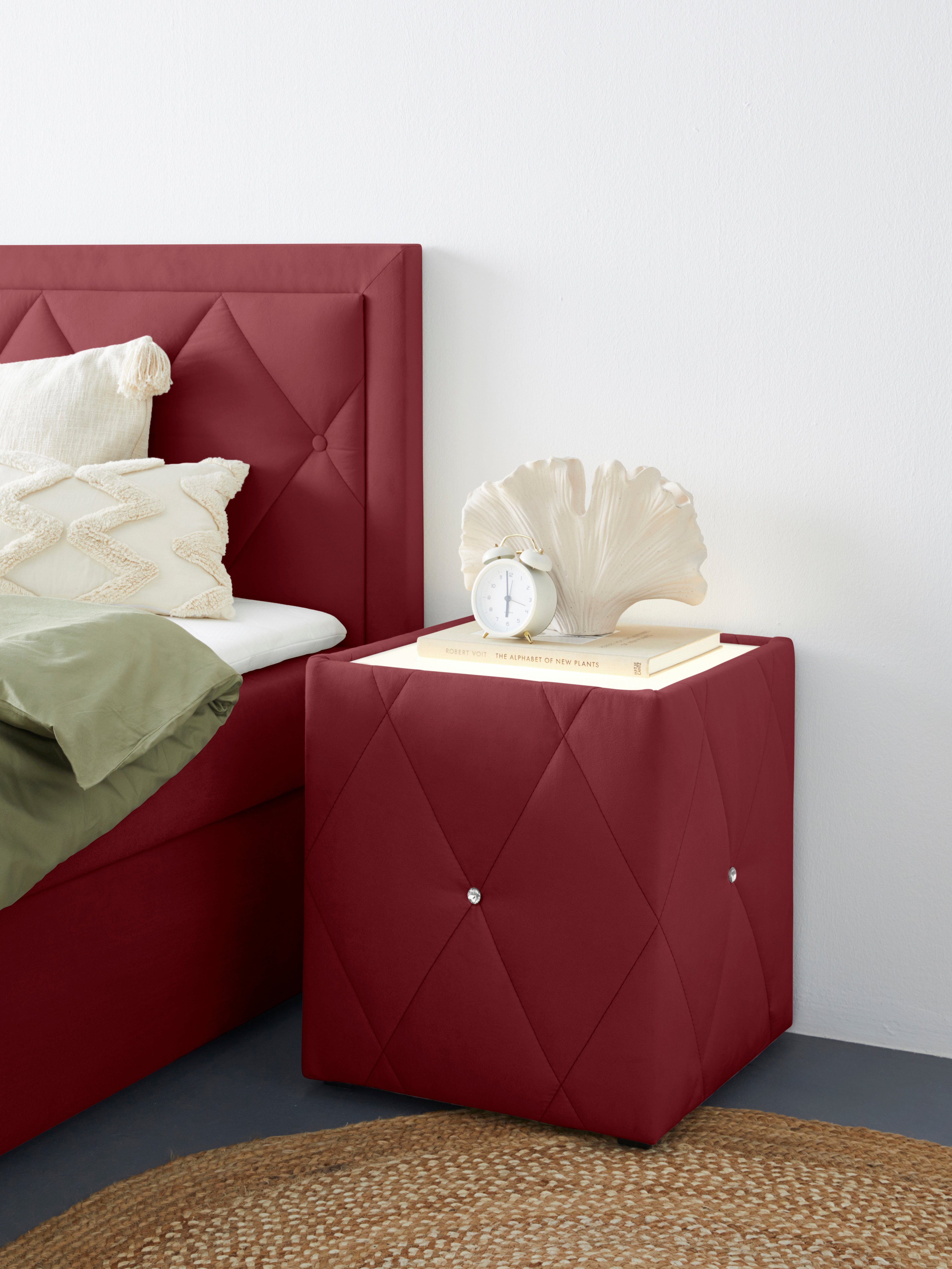 Leonique Nachttisch Alfie, mit Beleuchtung und Bezug aus Samtverlours günstig online kaufen