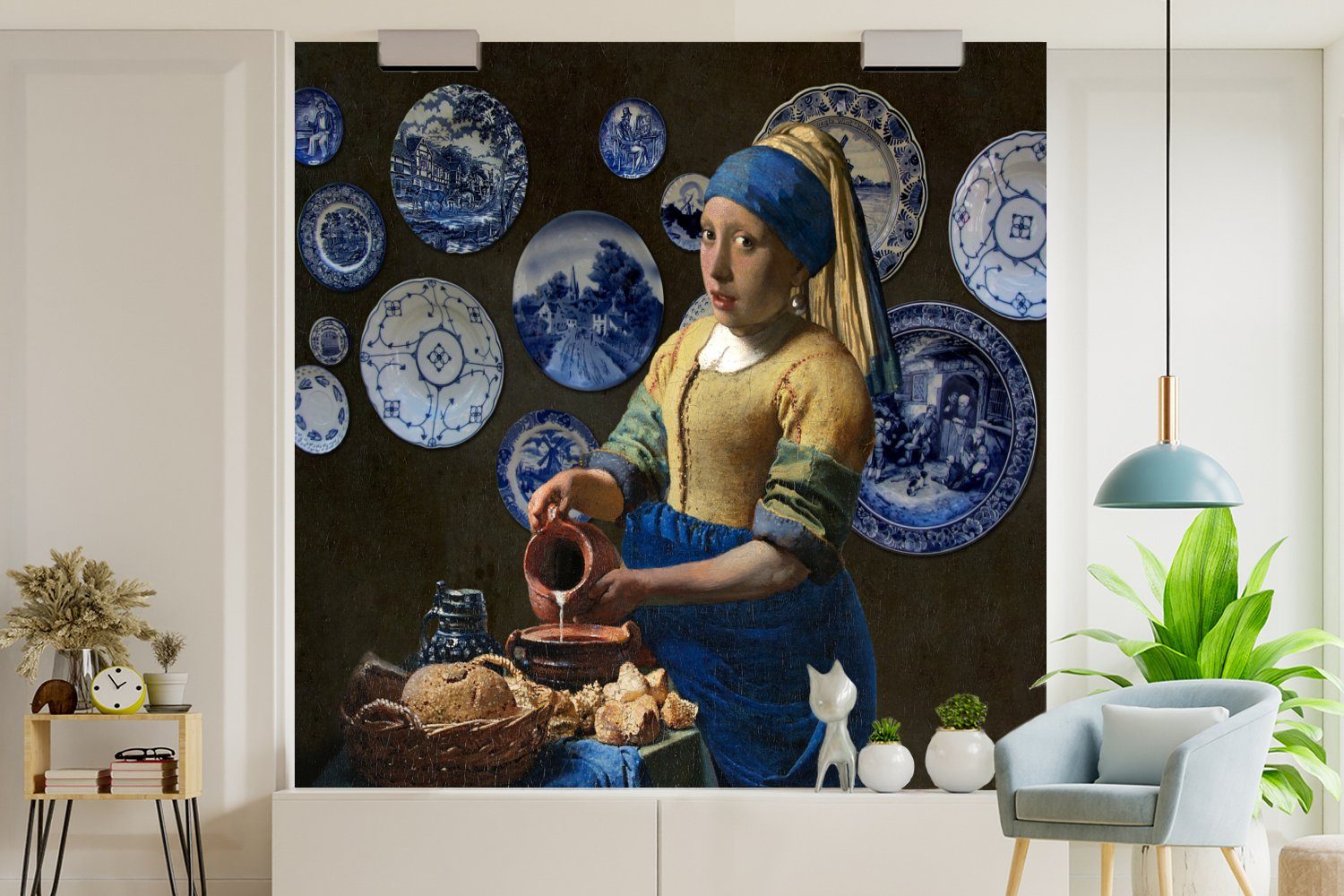 - Matt, für bedruckt, dem Fototapete Milchmädchen Wohnzimmer Fototapete Das Küche, Mädchen Vermeer, St), - Vliestapete mit MuchoWow Schlafzimmer Perlenohrring (4