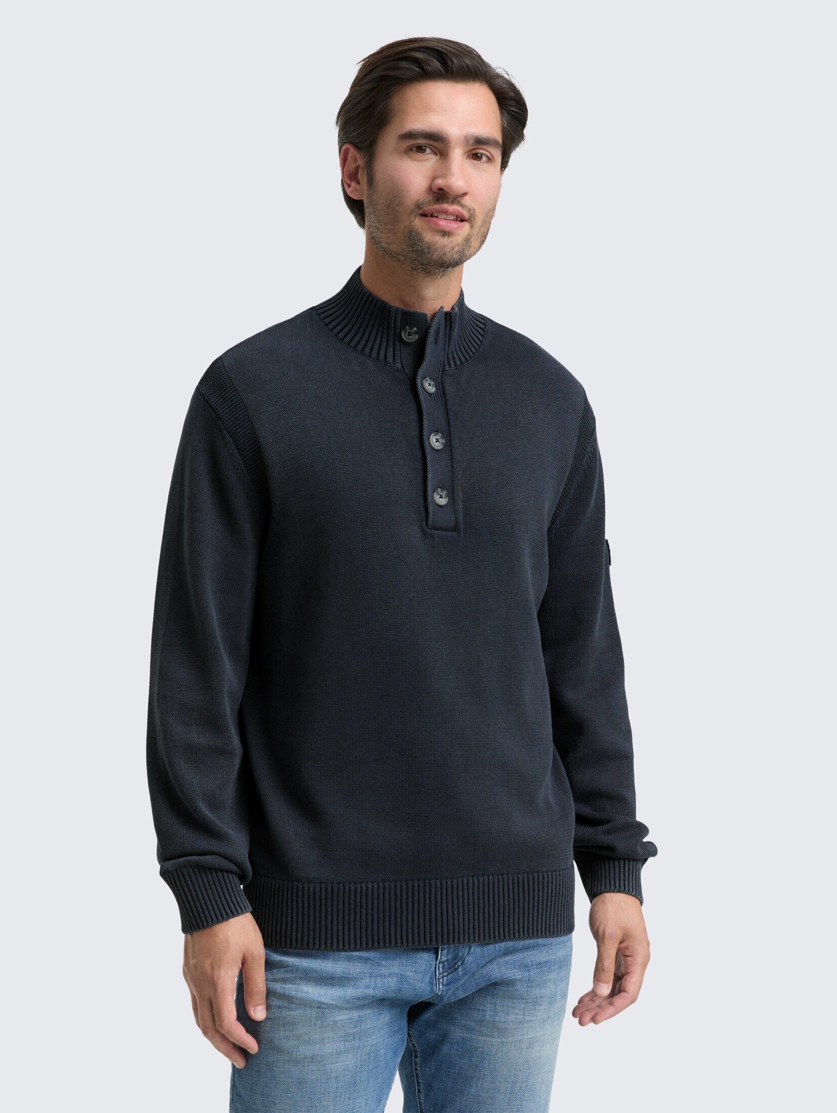 TOM TAILOR Вязаные свитера Troyer Вязаные свитера im Washed-Look aus Baumwolle Troyer Вязаные свитера im Washed-Look aus Baumwolle