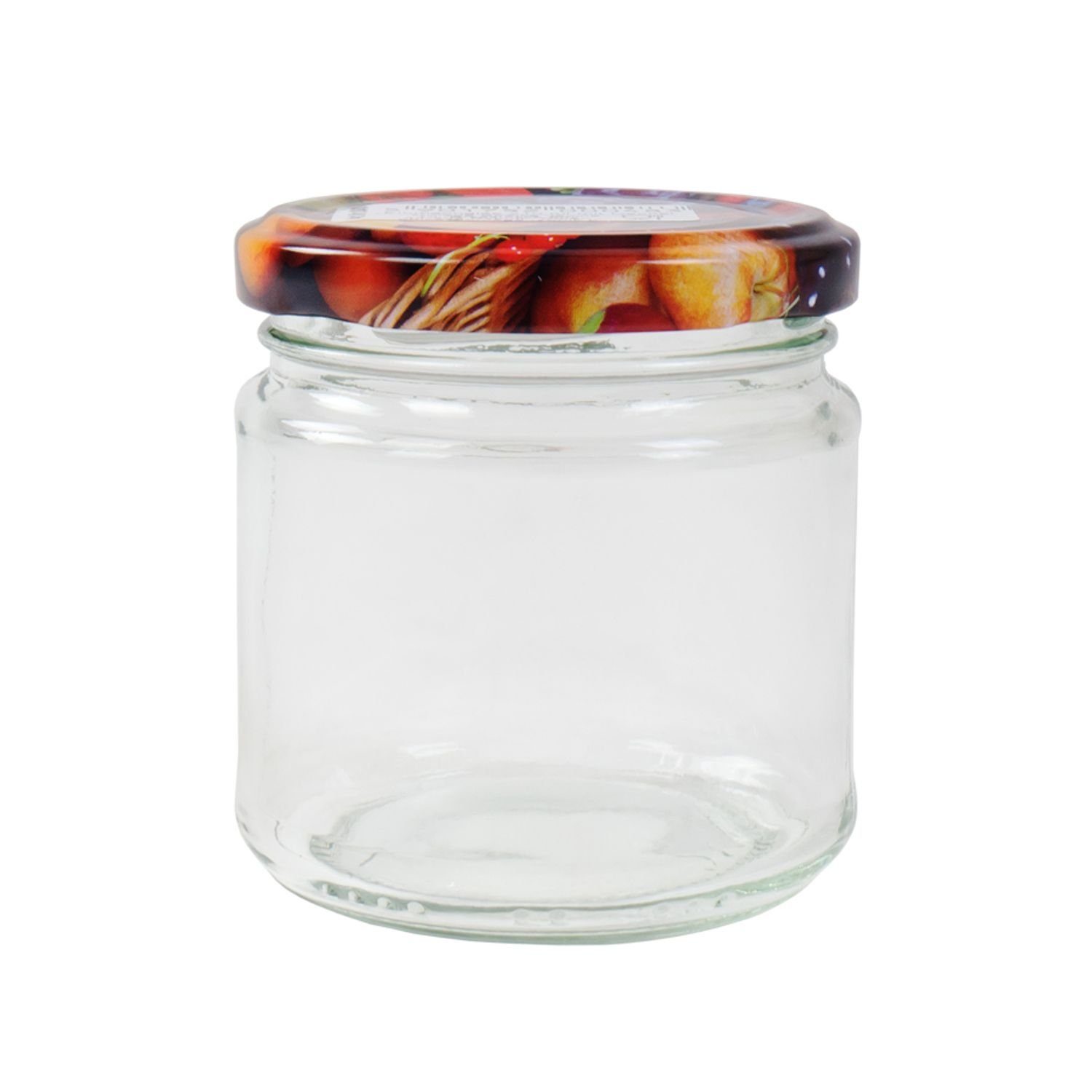 BURI Vorratsdose Einmachglas mit Schraubdeckel 210ml Geleeglas, Früchtemotiv Glas Vorratsglas