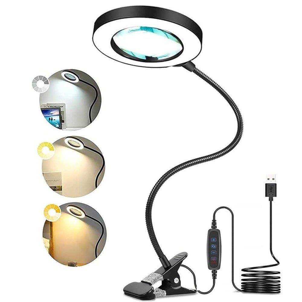 flexibles LED-Leselampe, Weiß LED Modi, Klemmlicht Schreibtischlampe 3 Leselampe Klemmleuchte, JOYOLEDER dimmbare USB