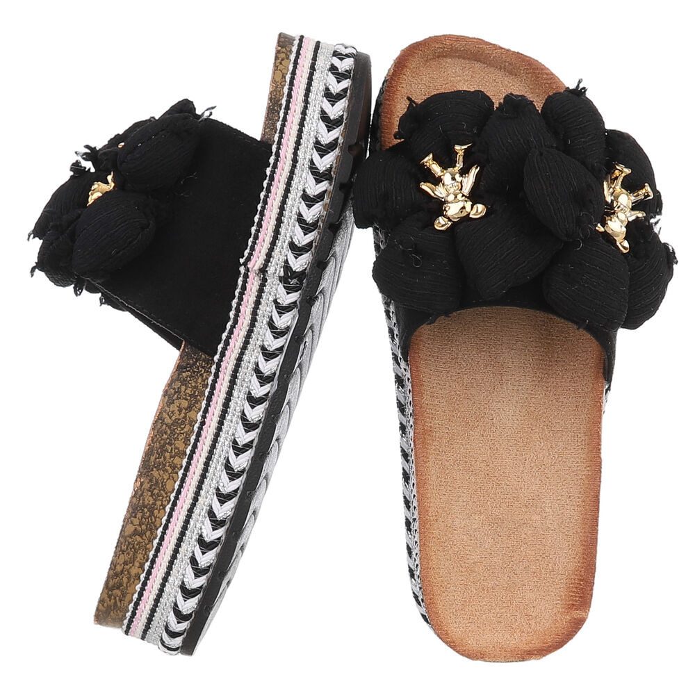 Ital-Design Stylische Damen-Sandalen mit Blumen und Korksohle Plateausandal günstig online kaufen