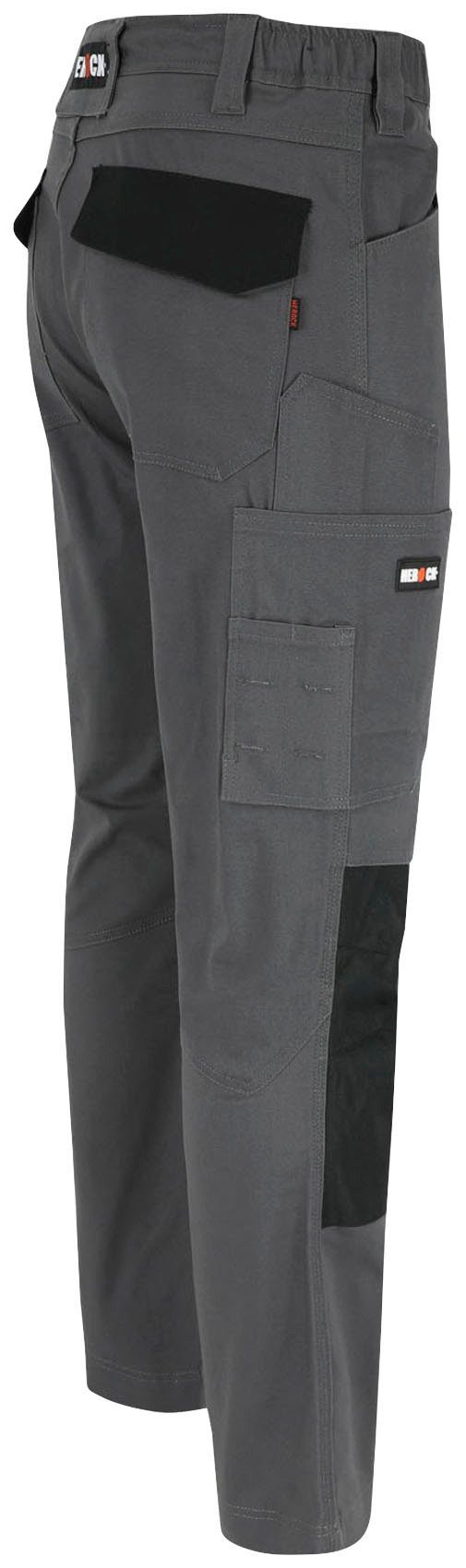 Fit 2-Wege-Stretch, Herock grau Multi-Pocket, Passform, Slim Arbeitshose wasserabweisend DERO