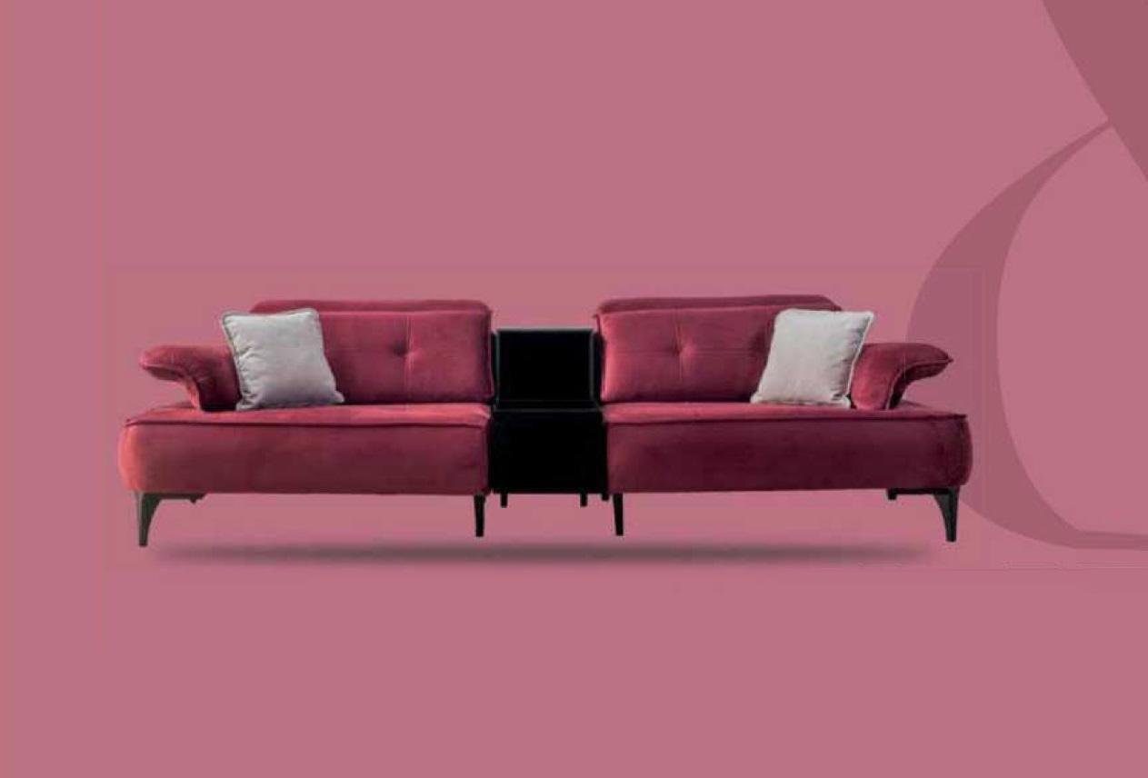 JVmoebel Sofa Sofa 3 Sitzer Sofas Rosa Stoff Wohnzimmer Luxus Modern Neu, 1 Teile