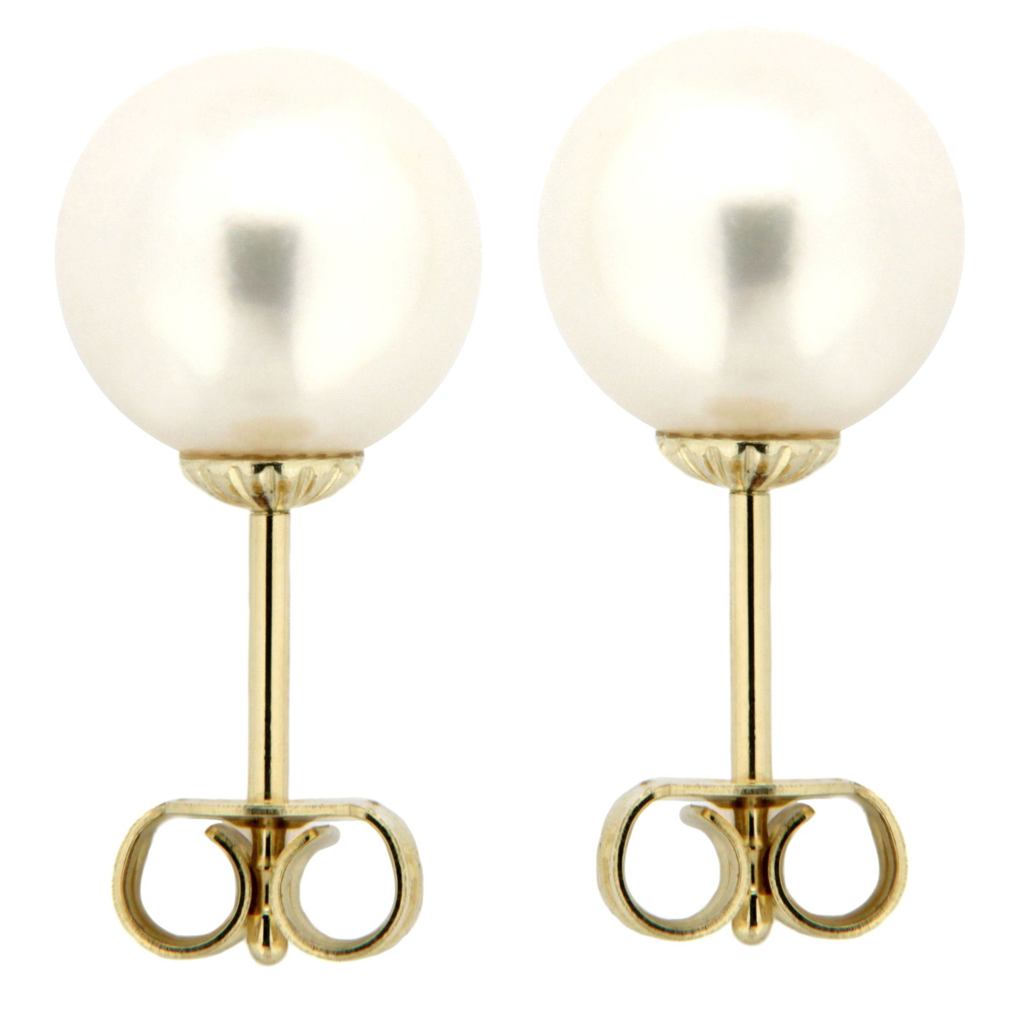 Gold Orolino Paar 585 Ohrstecker weiß 9-9,5mm Perle