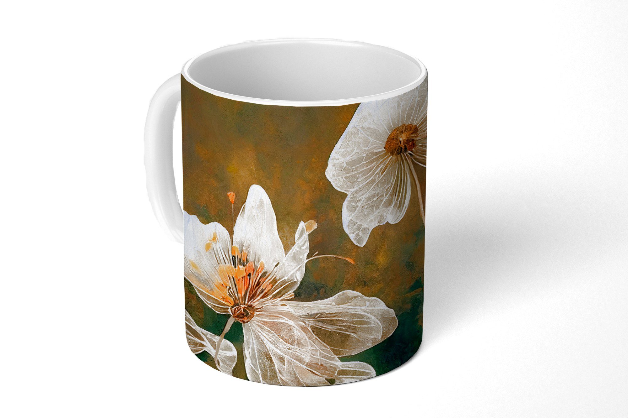 MuchoWow Tasse Blumen - Pflanzen - Natur - Illustration, Keramik, Kaffeetassen, Teetasse, Becher, Teetasse, Geschenk