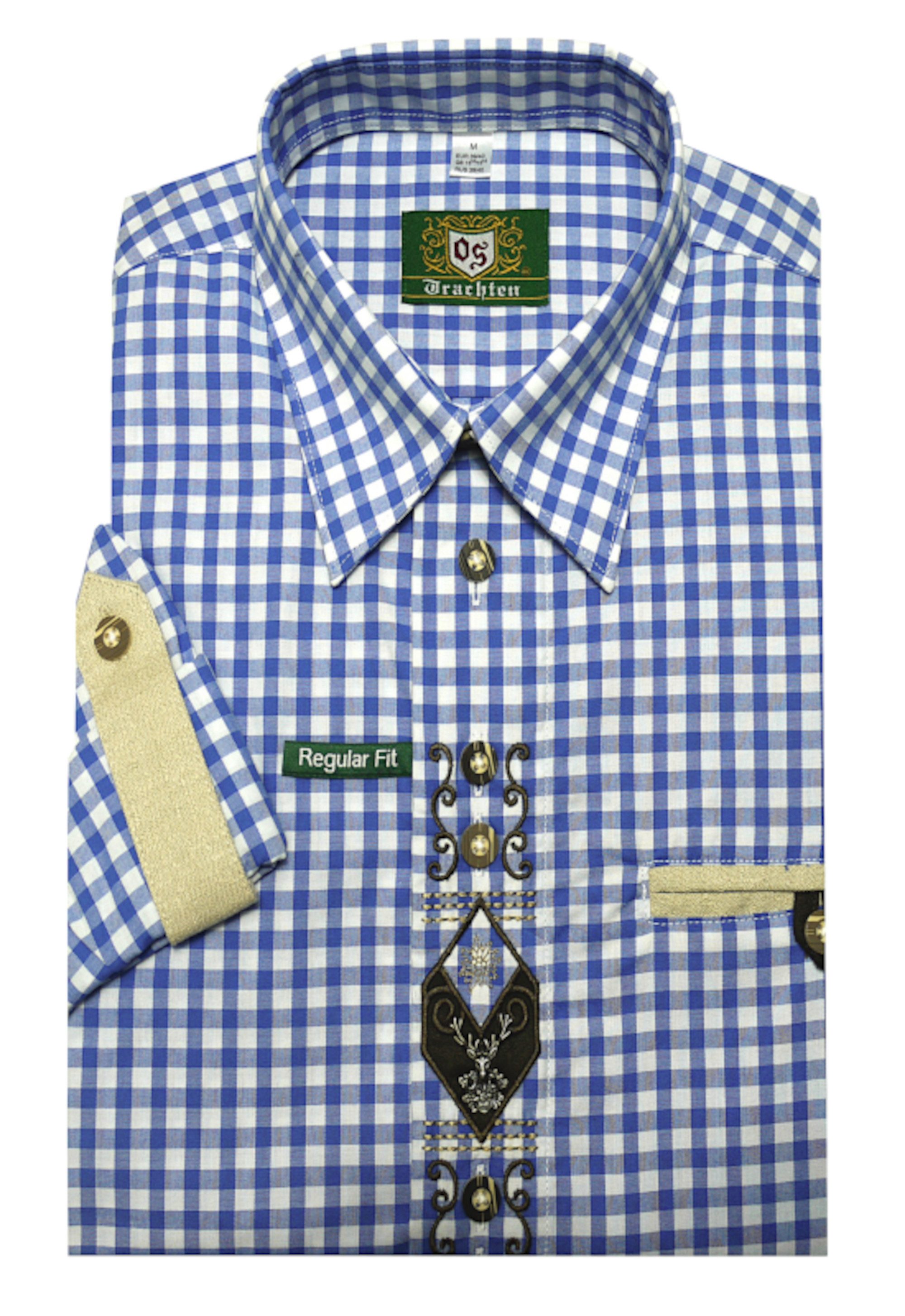 OS Trachten Trachtenhemd TH-0102 Stickerei Krempelarm Kentkragen, Regular F günstig online kaufen