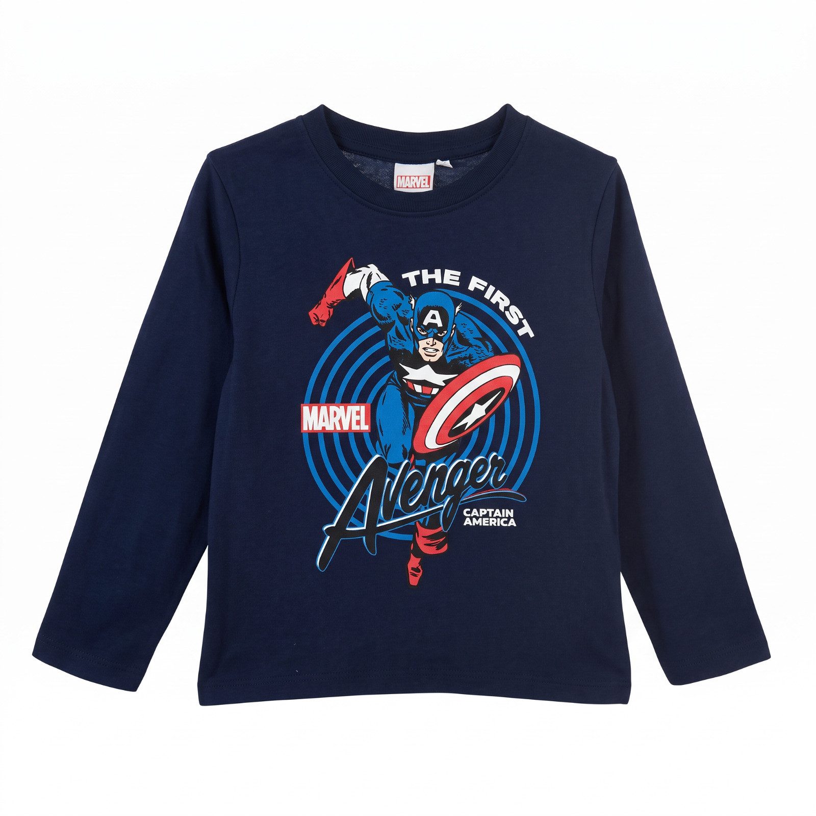 MARVEL Langarmshirt Marvel Avengers Captain America Kinder Langarmshirt Shirt Gr. 104 bis 140