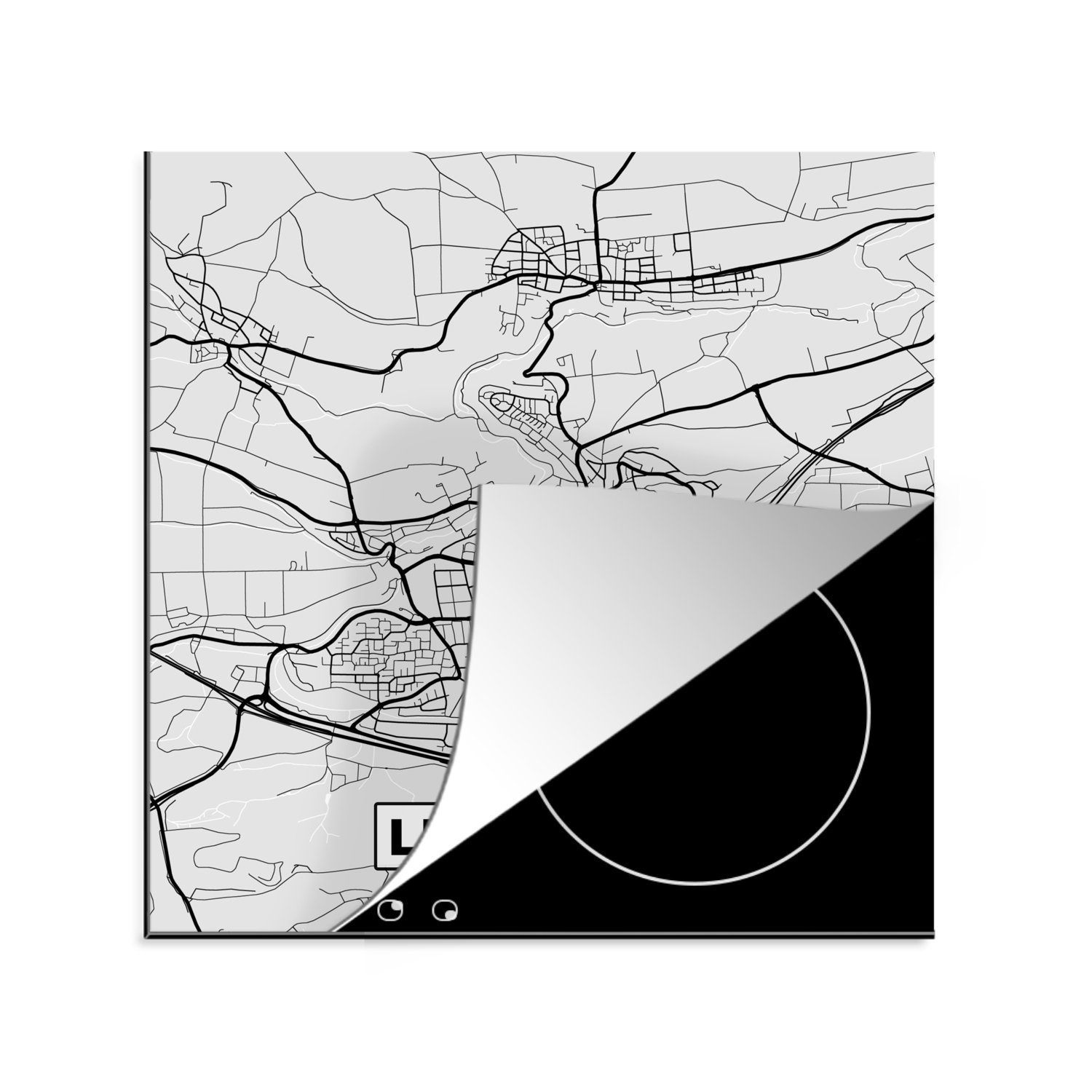 (1 78x78 - Arbeitsplatte MuchoWow für Stadtplan cm, Leonberg, küche Deutschland Karte - Vinyl, Herdblende-/Abdeckplatte tlg), Ceranfeldabdeckung, -