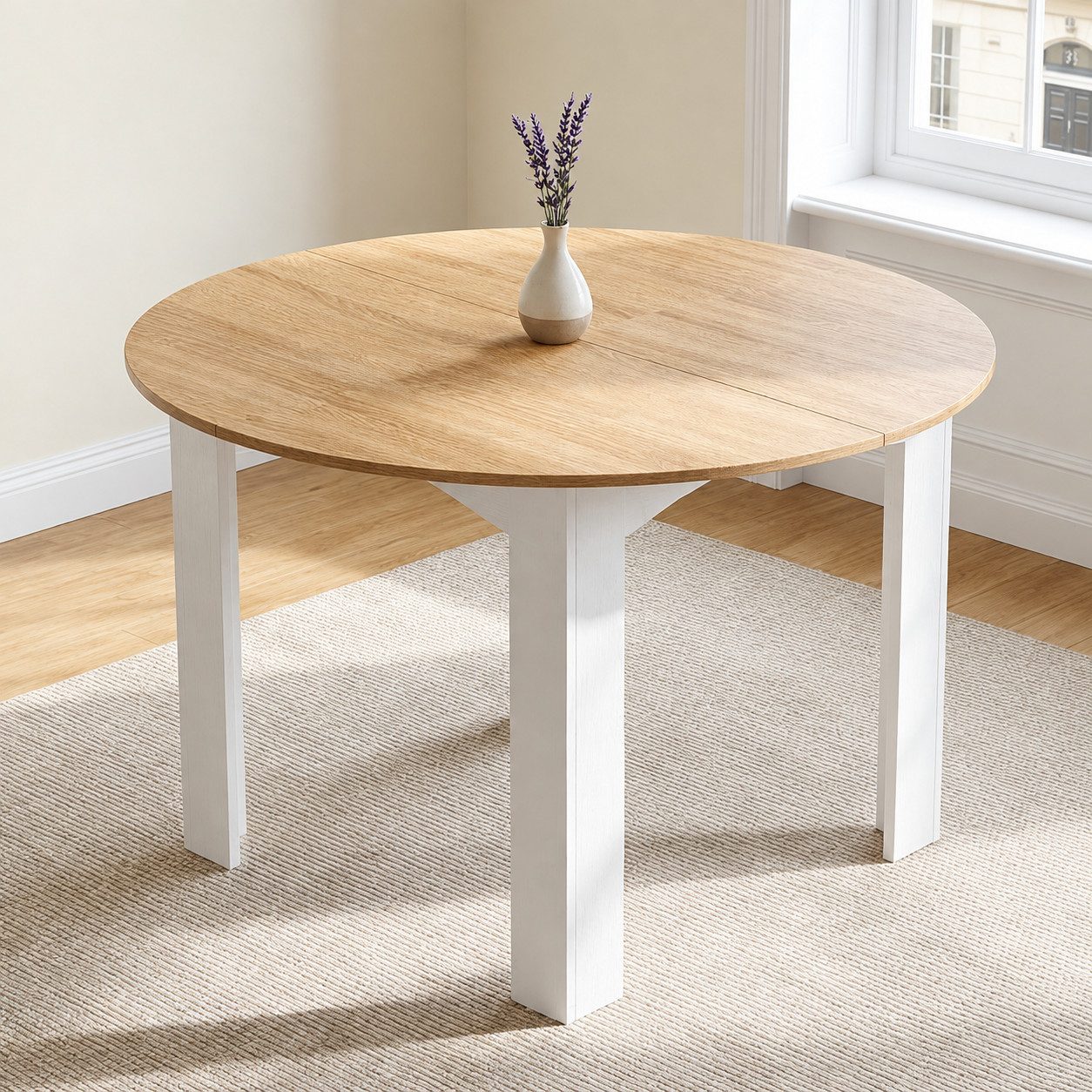 Mondeer Esstisch Rund Esstisch (120 x 120 x 75 cm), Platzsparender Küchentisch für 4-6 Personen
