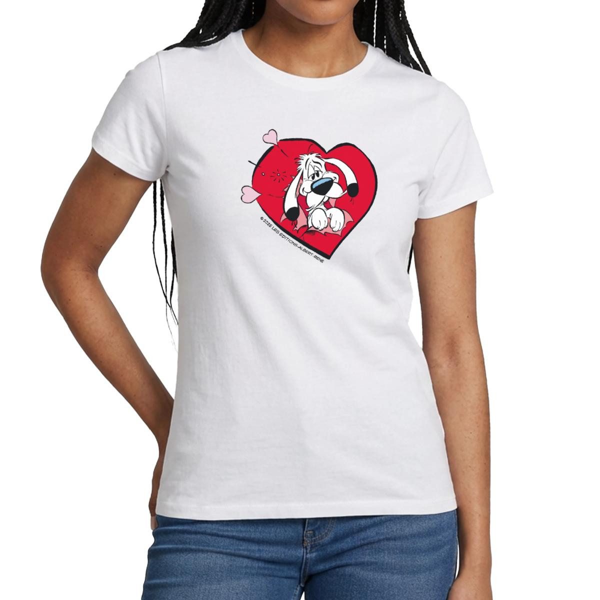 Spreadshirt T-Shirt Asterix & Obelix Idefix Ist Verliebt Frauen T-Shirt (1-tlg) Slim Fit, fällt klein aus