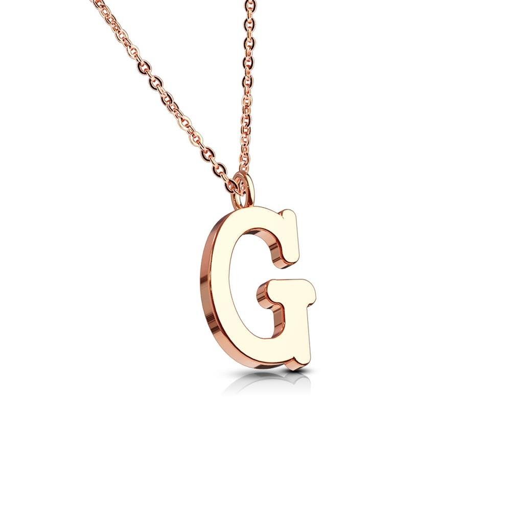 BUNGSA Ketten-Set Kette Buchstaben Anhänger Rosegold aus Edelstahl Damen (1-tlg), Halskette Necklace G | klar