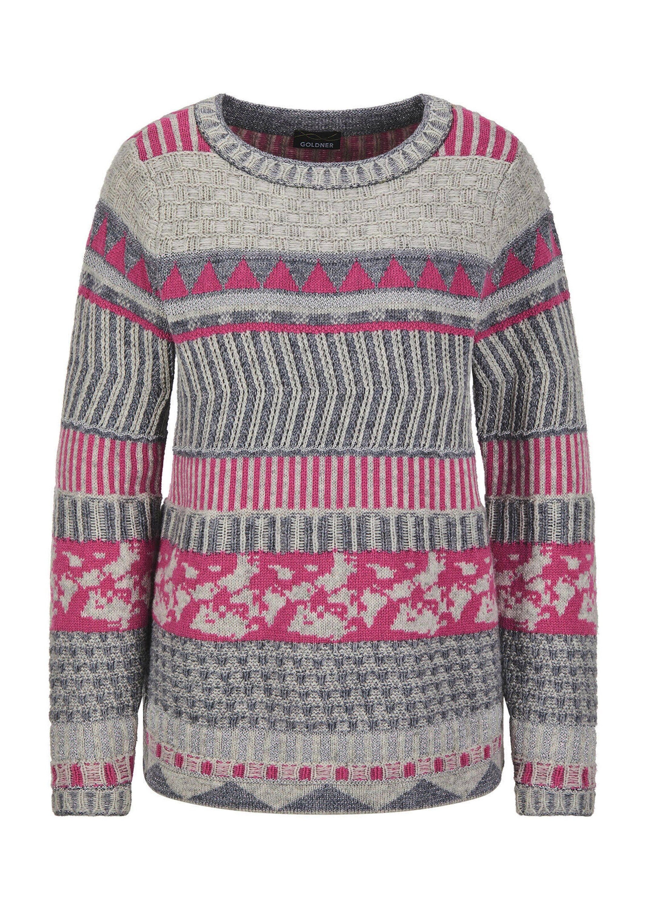 Strickpullover Norwegerpullover mit U-Boot-Ausschnitt