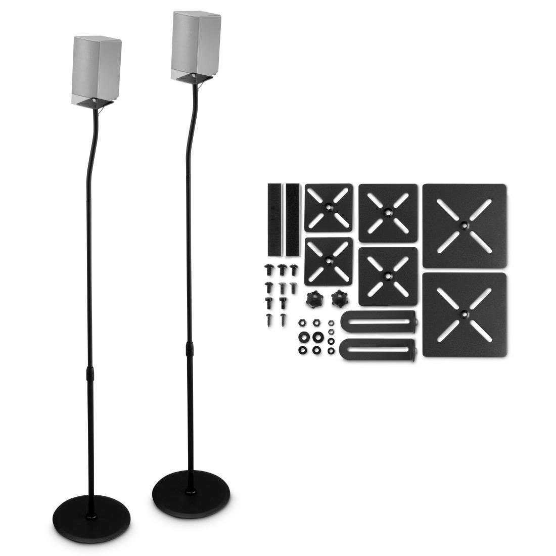 Hama Lautsprecherständer Lautsprecherständer Set für Mini Boxen, Rear Lautsprecher, verstellbar, (höhenverstellbar max. Höhe 120 cm, Boden, universal, verstellbar)