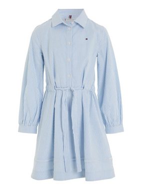 Tommy Hilfiger Hemdblusenkleid ITHACA STRIPE SHIRT DRESS mit Lochstickerei am Saum & Gürtel