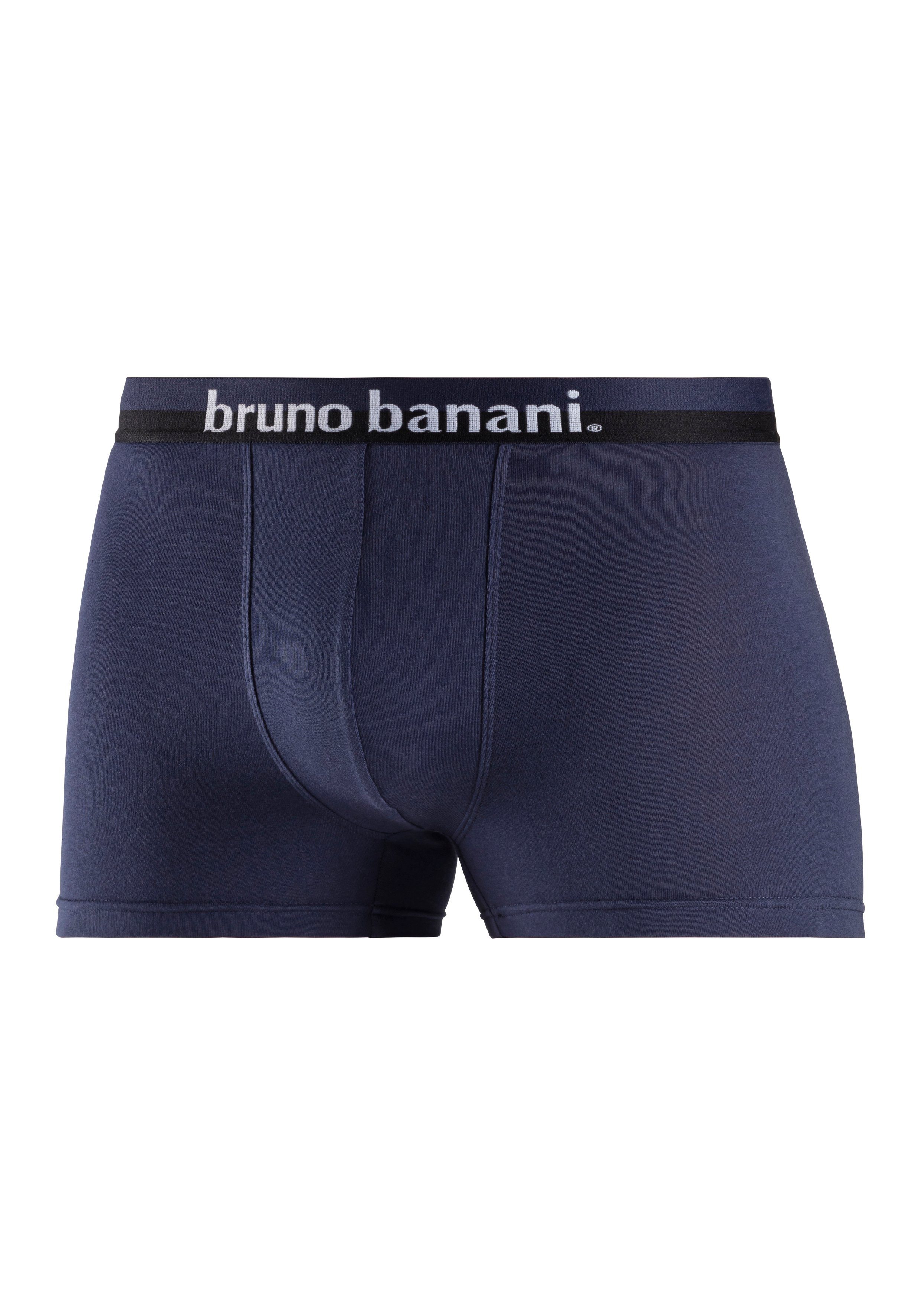 Bruno Banani Boxer rot, dem auf 4-St) mit schwarz (Packung, grau-meliert, Bund Logo-Druck erhabenem bordeaux