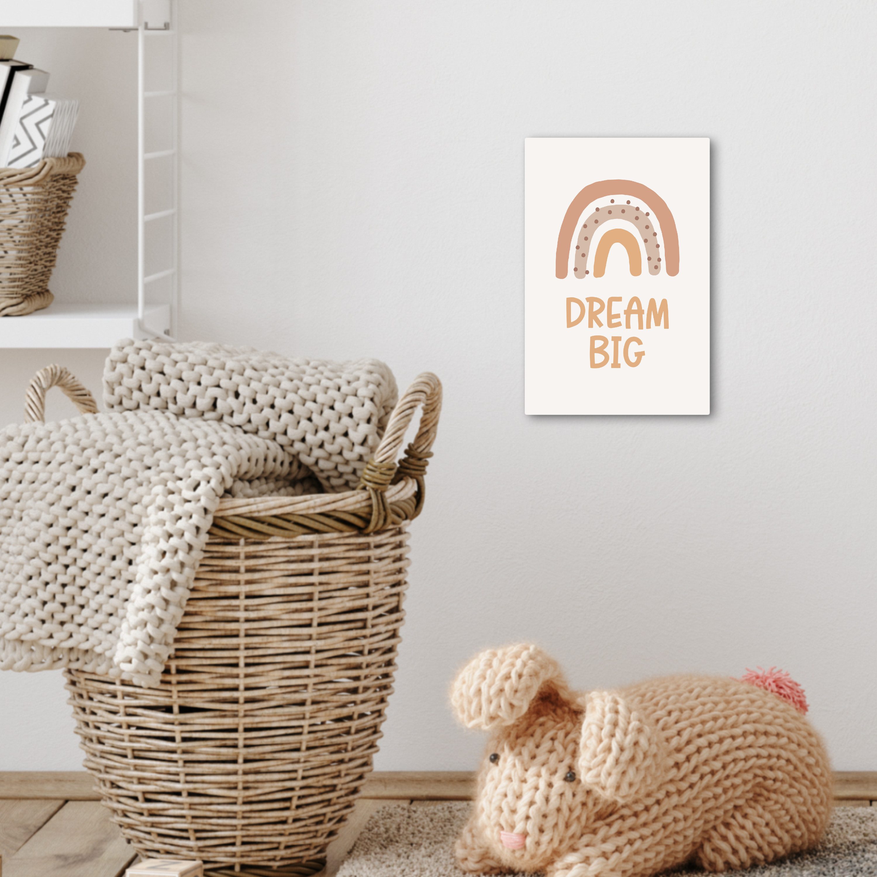 OneMillionCanvasses® Leinwandbild Kinder - Regenbogen - Pastell - Zitat - Dream Big, Fotodruck (1 St), Kinderzimmer Deko, Mädchen und Jungen Bilder 20x30 cm – Bild 5 von 5