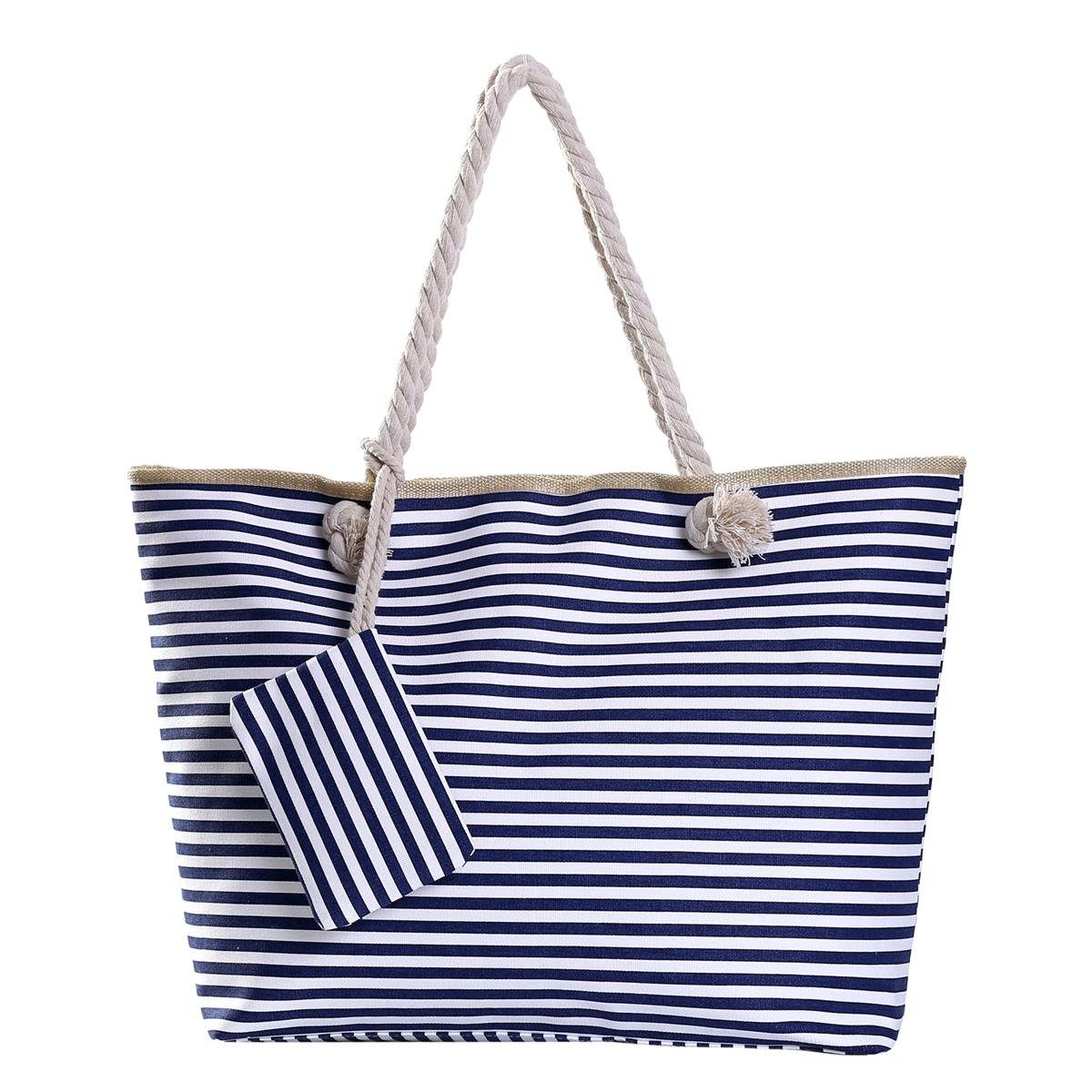 DonDon Strandtasche Shopper wasserabweisende Tasche (2-tlg), Große Strandtasche, mit Reißverschluss, inkl. kleinem Beutel