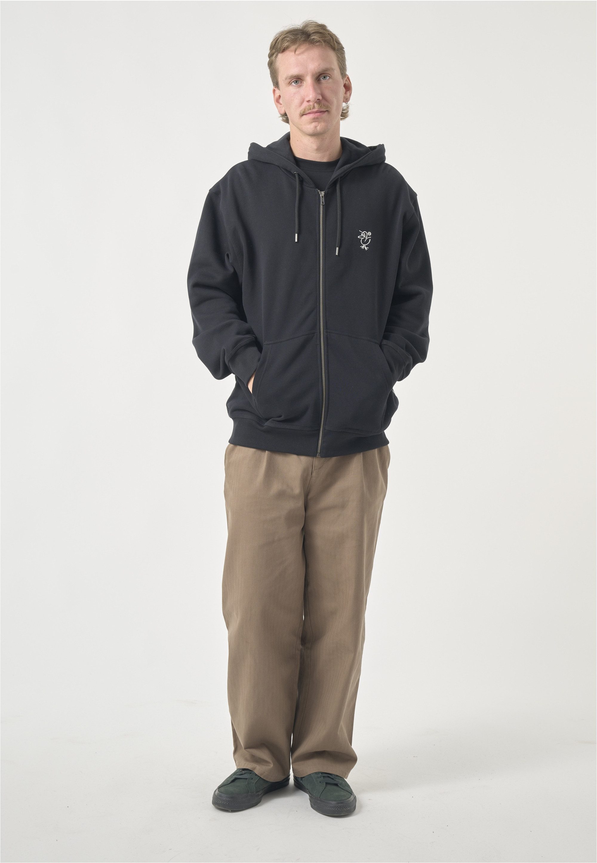 Cleptomanicx Kapuzensweatshirt Sketchu Gull Zip mit großem Print hinten