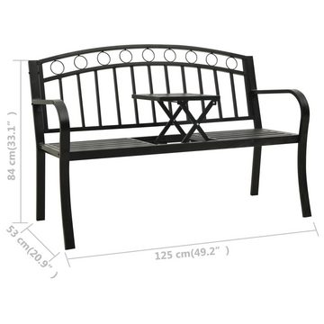 furnicato Gartenbank mit Tisch 125 cm Stahl Schwarz