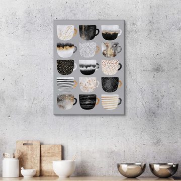 Posterlounge Leinwandbild Elisabeth Fredriksson, Pretty Coffee Cups Grey, Wohnzimmer Skandinavisch Illustration