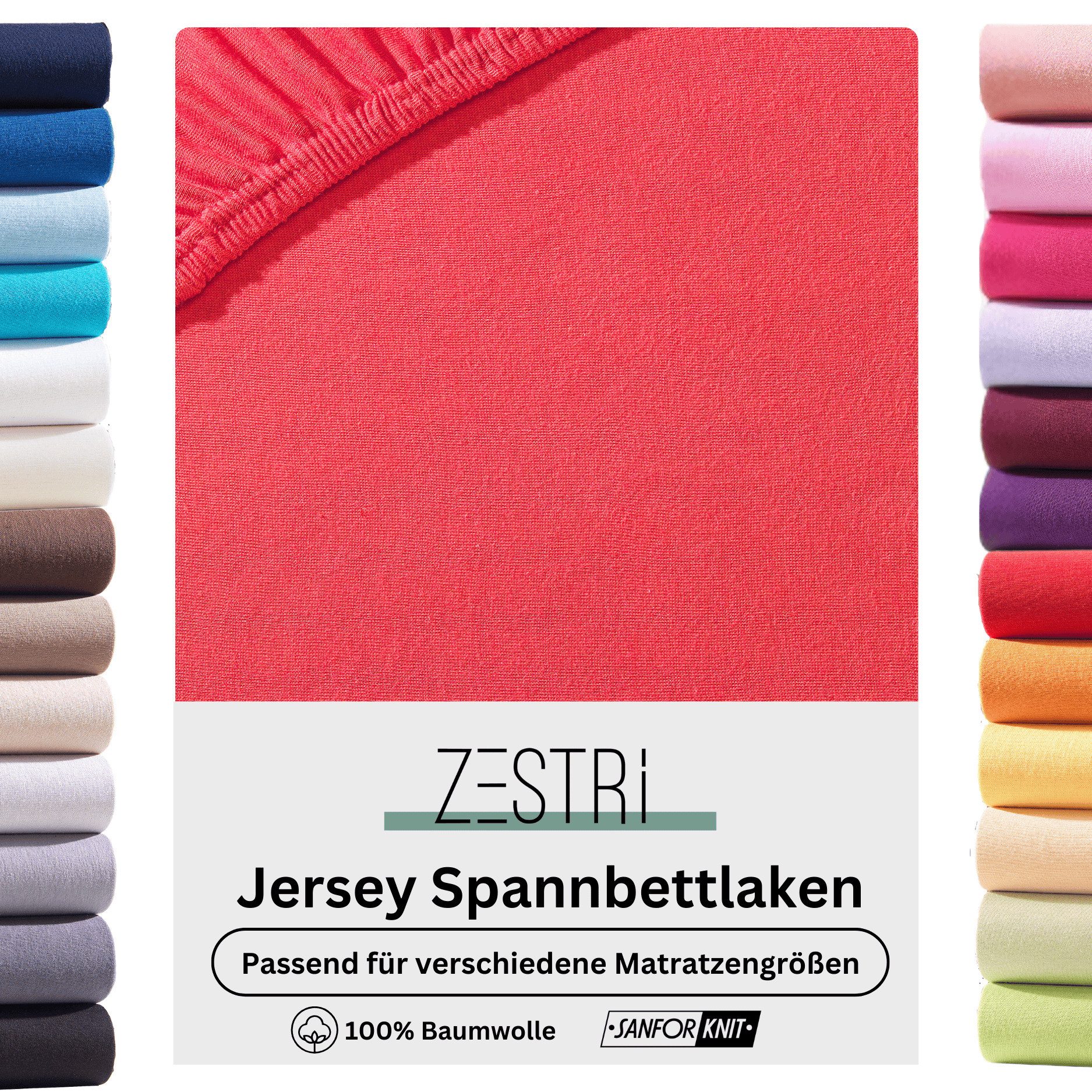 Zestri Spannbettlaken Jersey für normale Matratzen, Boxspringbett, Wasserbe günstig online kaufen